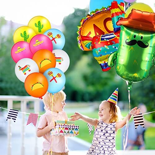 23 peças Balões mexicanos festas de taco para Cinco de Mayo, 20 balões mexicanos de látex e 3 balões de feijão, taco sombro