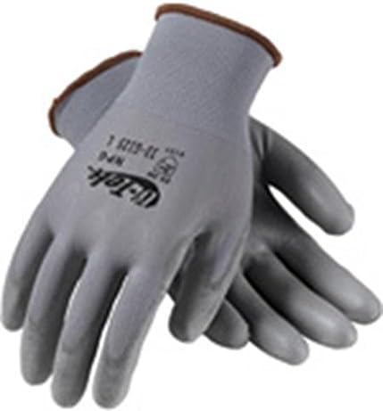 G-Tek NPG 33-G125/L Luva de nylon sem costura com punho suave com revestimento de poliuretano na palma e dedos