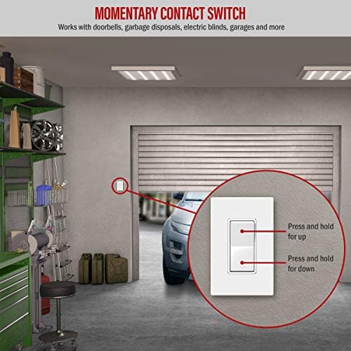 Enerlites Momentary Contact Decorator Switch para descarte de lixo, interruptor da porta da garagem, remar a remar da primavera,