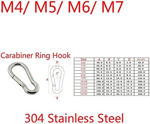 Anyufei 304 Aço inoxidável de aço inoxidável SNAP SNAP SNAP SNAP Link Ring Ring Hook M4/m5/m6/m7 25/10/5pcs
