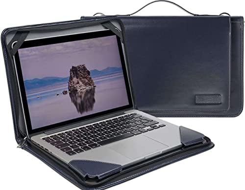 Broonel Blue Leather Laptop Messenger Case - Compatível com asus Chromebook Flip C433 14