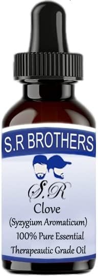 S.R Brothers Clove Pure e Natural Terapereautic Grade Essential Oil com conta -gotas 30ml