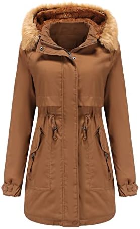 Lugogne feminino casacos de inverno casual jaqueta grossa grossa de pêlo grande zíper up capuzes lã acolchoada jaquetas de