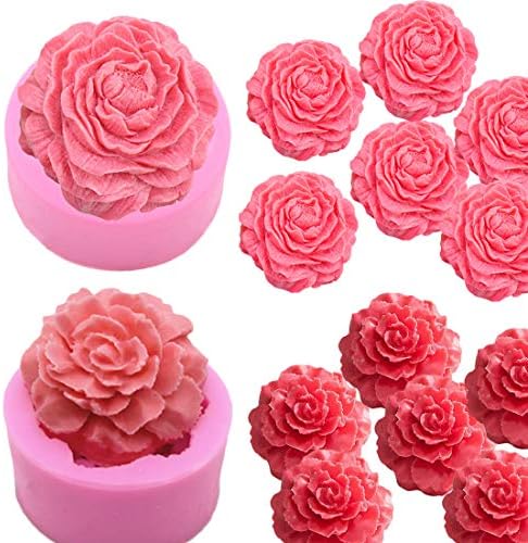 Buytra 2 pacote 3d Flower Mold Carnation PEONY MOLD DIA DO DIA DA Mãe - Mold de silicone para vela, sabonete, decoração de bolo