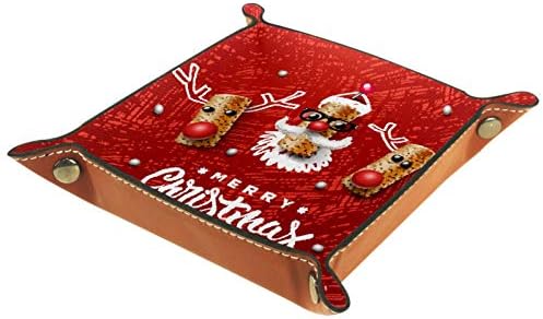 Lyetny Red Christmas Elk Organizador Bandeja Caixa de armazenamento Caddy Bandeja de desktop Alterar Chave de caixa de moeda de