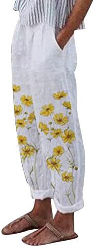 Calças de vestido casual ethkia para mulheres menores de 20 calças retas de cintura alta algodão de algodão de calça