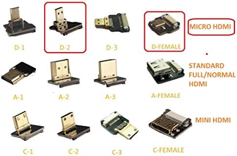 MICRO HDMI HDMI HDMI HDMI permanente de 90 graus para micro HDMI Feminino compatível com GoPro Sony A7rii A7SII A9 A6300 A6500 （Soquete