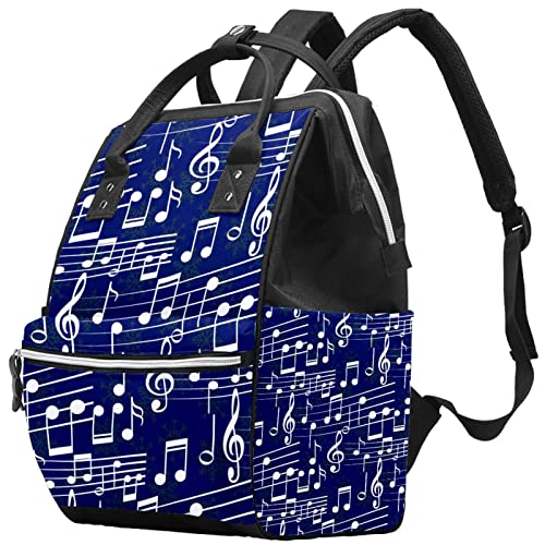 Blue Music Note Frelaper Tote Bags Mummy Backpack de grande capacidade Bolsa de enfermagem Bolsa de enfermagem para