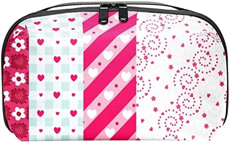 Sacos de cosméticos à prova d'água, Valentine Love Pink Heart Flor Viagem Bolsas cosméticas, sacos de maquiagem portáteis multifuncionais,