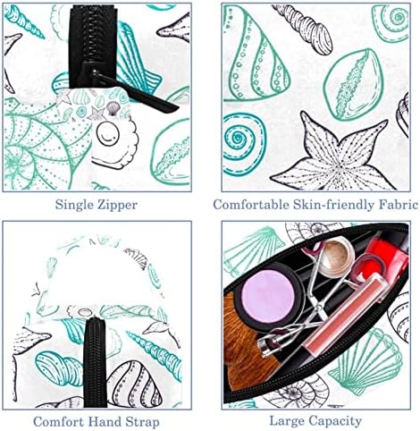 TBOUOBT Bolsa cosmética para mulheres, bolsas de maquiagem Bolsa de higiene pessoal espaçosa Bolsa de viagem Gift, Blue Scallop