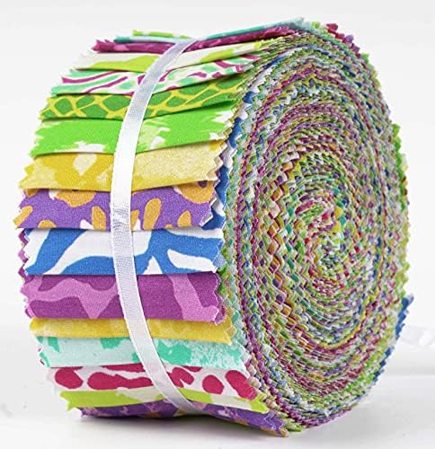 Soimoi 40pcs Animais Imprima tecidos de algodão pré -cort para acolchoar tiras de artesanato 2.5x42inhes jelly roll - multicolor