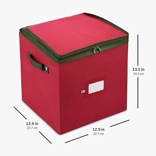 Zober Christmas Ornament Storage Box com fechamento de zíper duplo-a caixa contribui com slots para 64 ornamentos de férias