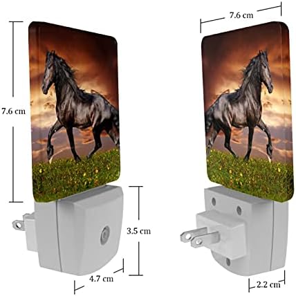 Lorvies Horse On the Prairie Plug in Led Night Light Auto Sensor Aproveito para Dawn Noite decorativa para quarto,