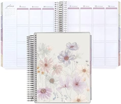 7 x 9 Platinum Spiral Spiral Life Planner - Flowers Classic Cover + Páginas internas de flores silvestres. Agenda semanal e mensal vertical por Erin Condren