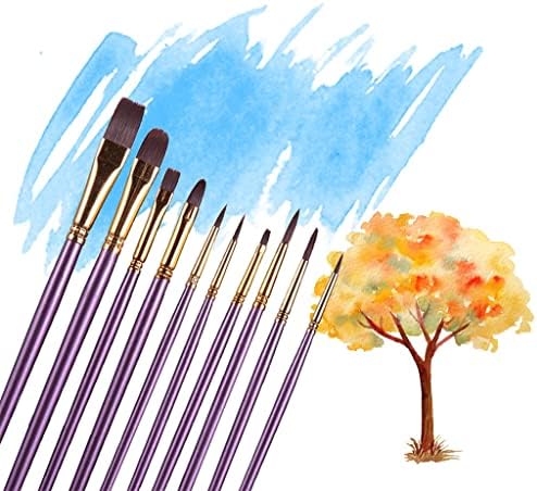 DLOETT 10PCS/Set Aquarela Pen Pen Pointbrush Nylon Binchedas de tinta de cabelo Artista pintura a óleo para profissionais de bricolage