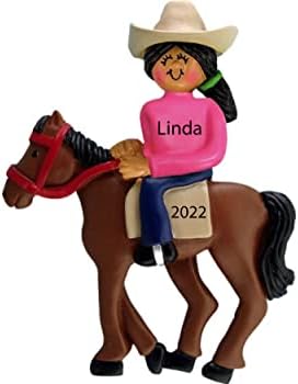 Ornamento de cowboy Ornamento personalizado do cavalo 2022 Cowboy Christmas Ornamentos, menino em ornamento de cavalos, presentes de cowboy para homens, presentes para amante de cavalos, presentes equestres para ele, decoração de garoto de cavalos