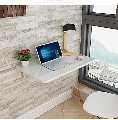 Prateleira de parede de simplicidade elegante PIBM prateleiras flutuantes de parede Mesa de computador dobrável simples estável salvar espaço rolando forte, 12 tamanhos, 5 cores, branco, 100x40cm