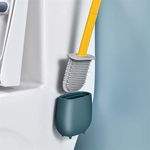 Escova de vaso sanitário de cama, pincel de parede de escova de vaso sanitário de silicone com suporte de cabeça plana