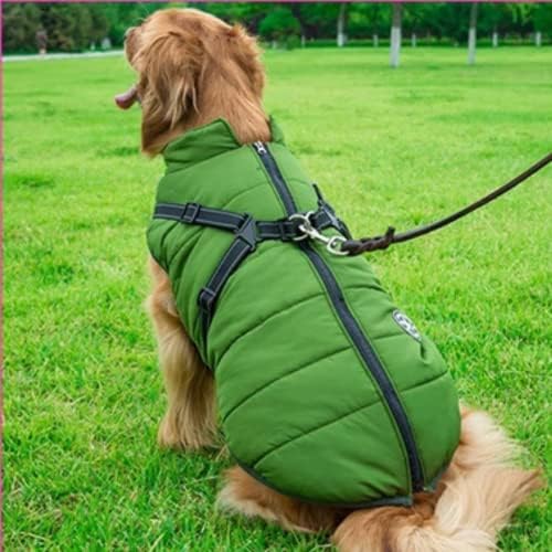 Jaqueta de cachorro de estimação com arnês inverno roupas de cachorro quentes impermeabilizadas com algodão para cães confortáveis