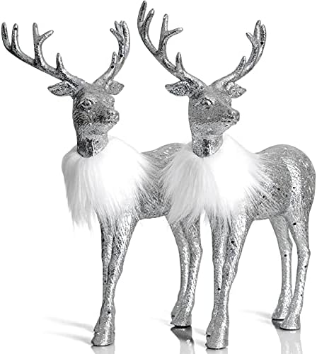 Ornatividade Silver Glitter Christmas Reandeer - Festas de férias para festas de veado Decoração de colaboração Decorations