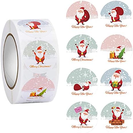 Adesivo de vedação de presente de natal 1 rolo 500 pc Feliz Natal Cartas de Natal Cartoon Papai Noel Postações