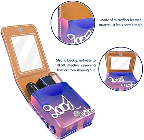 Mini maquiagem Oryuekan Saco de maquiagem com espelho, bolsa de embreagem Leatherette Lipstick Case, Modern Pattern Purple Flower Abstract Art
