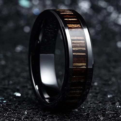 KING Will Nature 7mm 8mm preto masculino anel de cerâmica de madeira acabamento polido de madeira marrom no ajuste de conforto