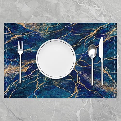 Marinha azul de mármore jantar de jantar decoração de mesa tapetes de mesa de mármore moderno mesa estética local coloque