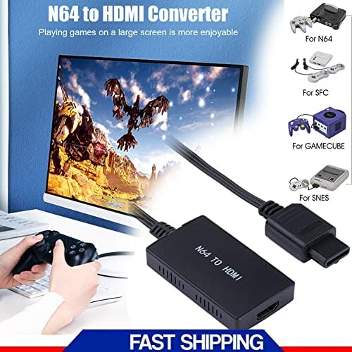 EJDTOP N64 para conversor adaptador compatível com HDMI com cabo HD para Nintendo 64/SNES/NGC/SFC GameCube Console, Black