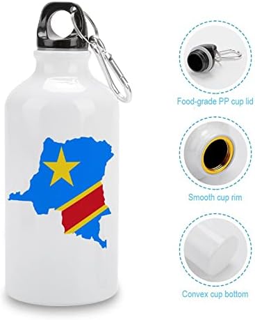 Map da bandeira do Congo, garrafas de água leves de alumínio, copo de copo de alumínio Drink Tumbler para academia de ciclismo 400ml