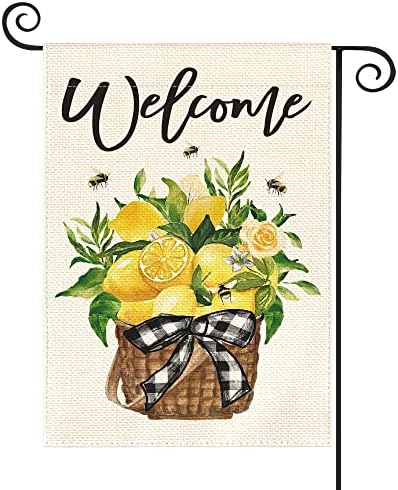 Avoin ColorLife Lemon Bees Summer Garden Bandeira de Jardim de 12x18 polegadas Doubres do lado de fora, deixa a decoração de pátio