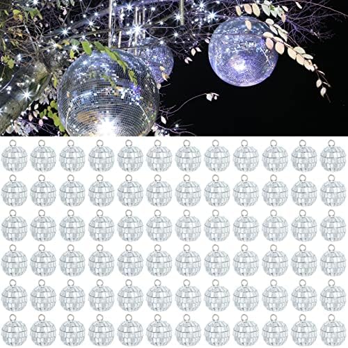 65pcs 1 polegada Bolas de discoteca enfeites refletidos no espelho de bola de bola de bola de prata mini decoração de bola para decorações de mesa de aniversário 70