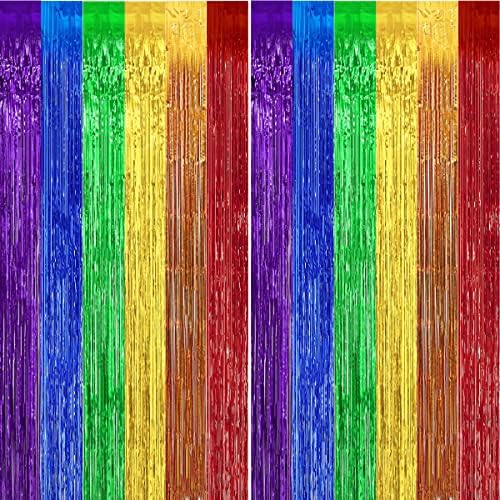 2 pacote de 3,2 pés x 9,8 pés de arco -íris bandeira de orgulho colorido Curta