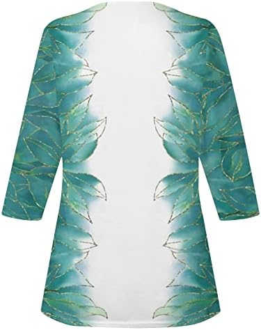 Summer Summer Summer elegante camiseta V Camisas de renda de crochê de pescoço estampas florais 3/4 Mangas Tee Tops 2023