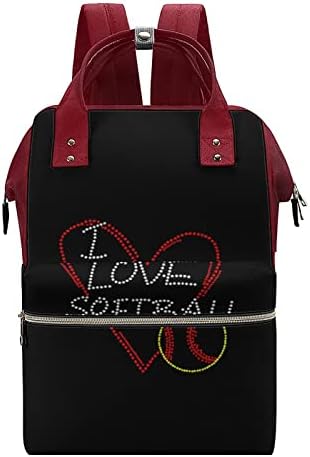 Eu amo mochila de fraldas de fraldas de softball