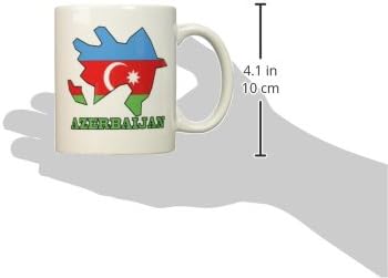 3drose Mug_57050_1 A bandeira do Azerbaijão no mapa de contorno do Azerbaijão e o nome do país Azerbaijão Caneca de cerâmica,