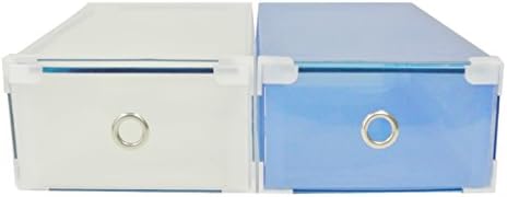 Caixa de sapatos de estilo de gaveta média embrulha para organização do armário, médio, azul claro/claro, conjunto de 10