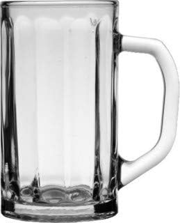 Vikko 10 onças de caneca de cerveja | Steins de cerveja de vidro grosso e pesado - Base pesada impede a tomada - lava -louças segura - conjunto de 12 canecas de cerveja de vidro transparente - 2,8 ”x 5,2”