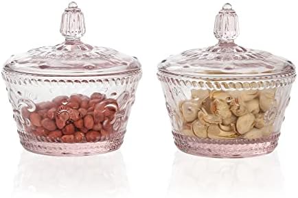 Everest Global Glass Candy Nuts Jars com tampas de 10 onças de 2 conjuntos de reciações para balcão de cozinha jar