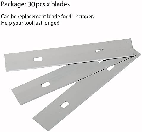 Lâminas de raspador de 4 30 PCs Substituição lâmina de aço inoxidável para remover decalques, adesivos, vinils adesivos de papel