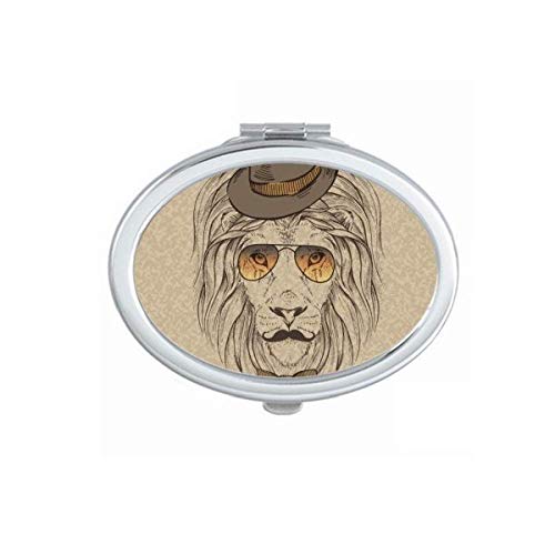 British Style Gentle Lion Chapéu laço espelho portátil dobra maquiagem de mão dupla lateral óculos