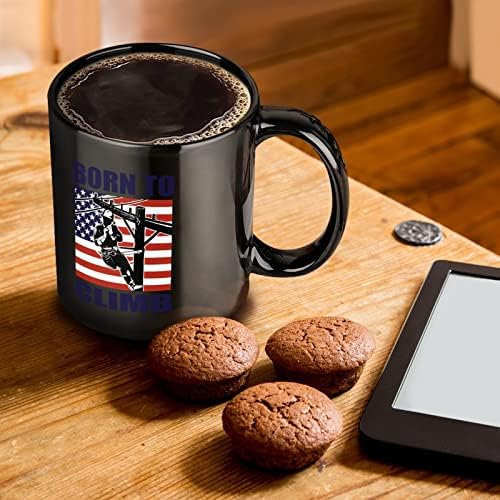 Lineman com bandeira americana Imprimir caneca de caneca de caneca de caneca de caça de café Cup de chá engraçado para