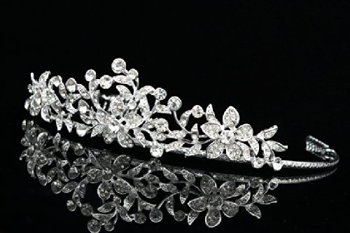 Coroa de casamento de folhas de flores Samky - Crown de Tiara - Cristals Clear Gold Bating T656