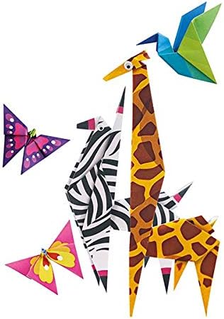 Animais de zoológico de origami de 4m de pequenos kits de artesanato, crie animais de zoológico coloridos com o papel