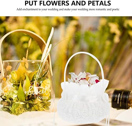 Homoyoyo 2pcs cestas de flores de casamento bordados cestas de flor de flor branco
