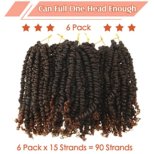 6 pacotes paixão torção de crochê cabelo 10 polegadas 15 fios Cabelo cacheado Cabelo de crochê curto Prestando o cabelo Twisted