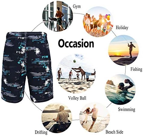 Troncos de natação para homens da CoGild, colorido de coco impresso em troncos de natação longos, shorts de tábua seca rápida com
