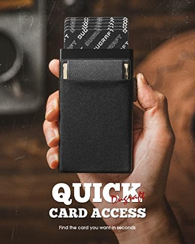 DuGraft Card Titular com dinheiro Menções Minimalista de alumínio Slim Metal Pop Up Wallet RFID Blocking Card com caixa de presente, segura 5 cartões e dinheiro