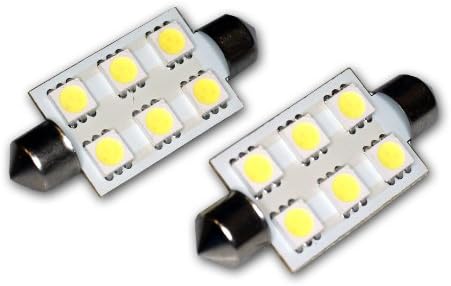 TuningPros LEDSTL-42M-WS6 Luz de lâmpadas LED de lâmpadas LED Festoon 42mm, 6 Smd LED White 2-PC Conjunto