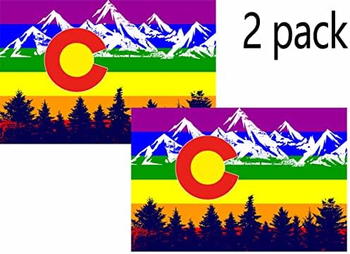 2 PIC Estado do Colorado Flag LGBT Mountain Rainbow Bumper Sticker Decal